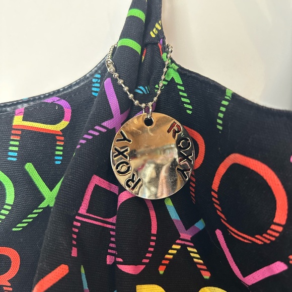 ROXY Tote Bag beach rainbow purse vintage 90s 00s Y2K - Picture 2 of 6